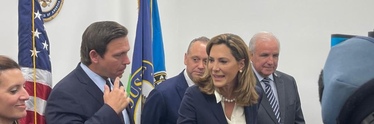 Representative Maria Elvira Salazar and Governor Ron DeSantis
