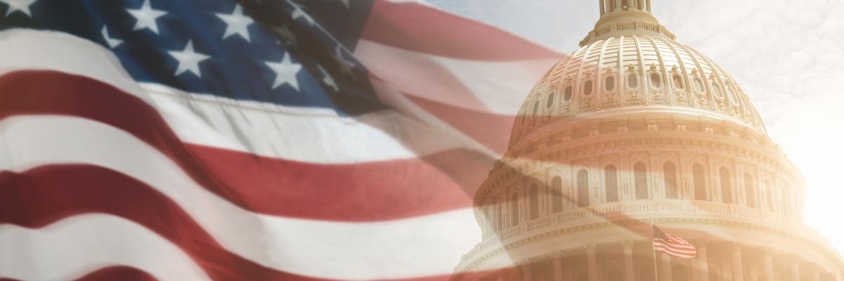 United States Flag Flown Over Capitol