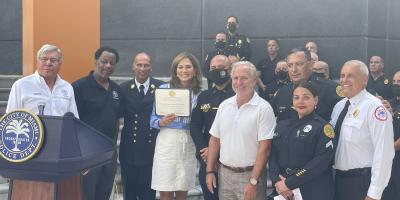 Congresswoman Salazar with members of the Miami Police Department